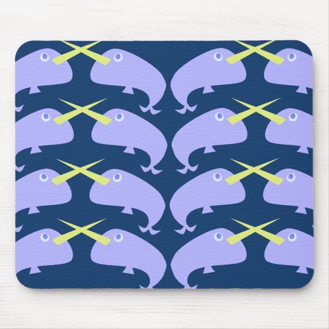 Mousepad Cartoon Purple Narwhale Pair Character Design (Frente)