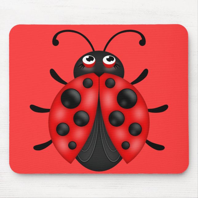 Mousepad Cartoon Red Black Ladybug Mousemat (Frente)