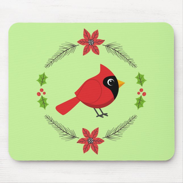 Mousepad Cartoon Vermelho Bonito com Flores (Frente)