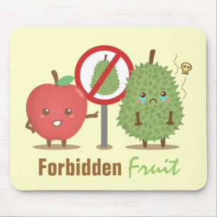 Mousepad Cartum Engraçado, Fruta Proibida, Maçã e Durian