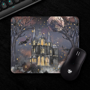Mousepad Casa Assombrada Árvore lunar e morcegos