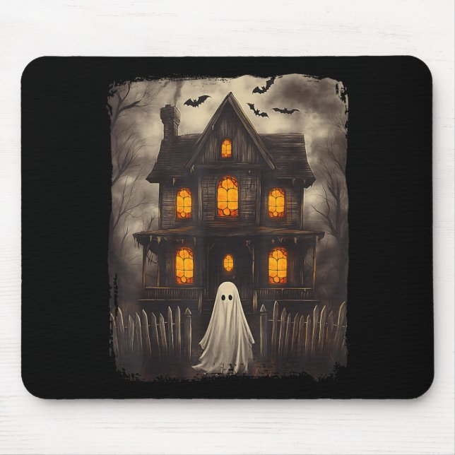 Mousepad Casa Assombrada Fantasma Vintage Assustadora Hallo (Frente)
