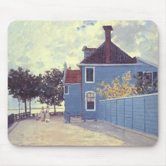 Mousepad Casa Azul em Zaandam, por Claude Monet (Frente)