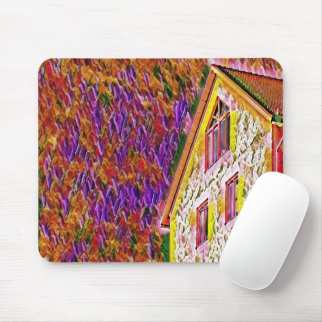 Mousepad Casa colorida texturizada (Com mouse)