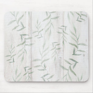 Mousepad Casa de Campo Branco Madeira Rústica Folhas