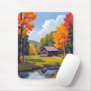 Mousepad Casa de Outono à Beira do Lago