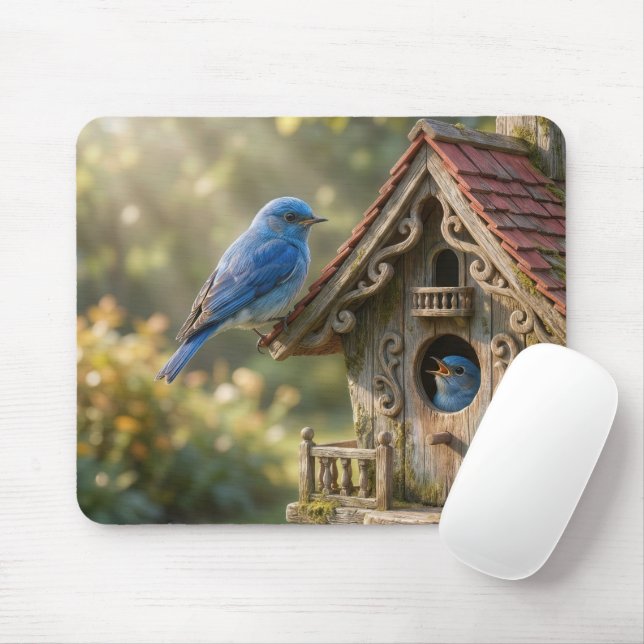 Mousepad Casa de pássaros vitoriana com azulejos (Com mouse)