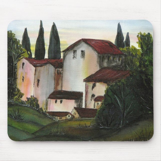 Mousepad Casa de Pueblo Dibujo Toscana itália (Frente)