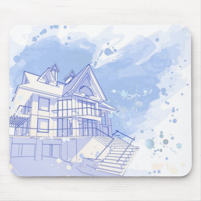 Mousepad casa: desenhar da aguarela (Frente)