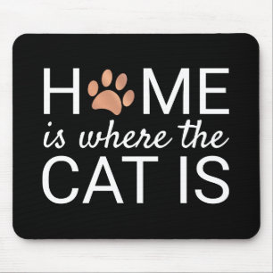 Mousepad Casa É Onde O Gato É Impresso Rosa Dourado Da Pata