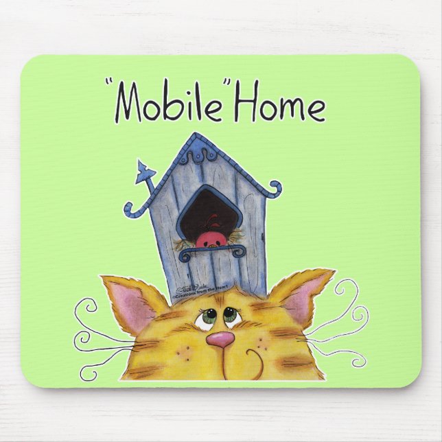 Mousepad Casa móvel para gatos e pássaros (Frente)