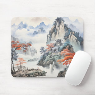 Mousepad Casa na Montanha Arte Chinesa