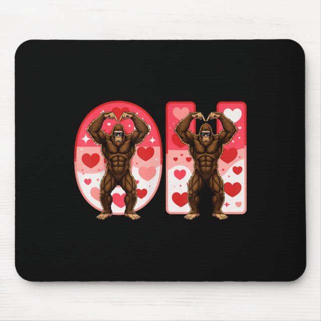 Mousepad Casais O-h Combinando Piada Bigfoot No Meio-Oeste  (Frente)