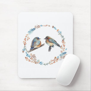 Mousepad Casal Bluebird Oriental Adorável Frasto Floral