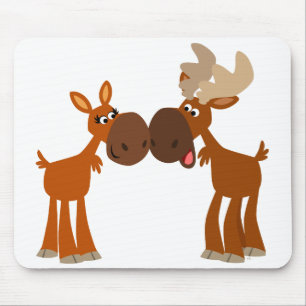 Mousepad Casal bonito dos alces dos desenhos animados no