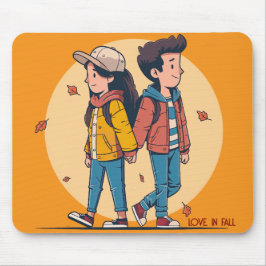 Mousepad Casal com as mãos caminhando juntas no outono