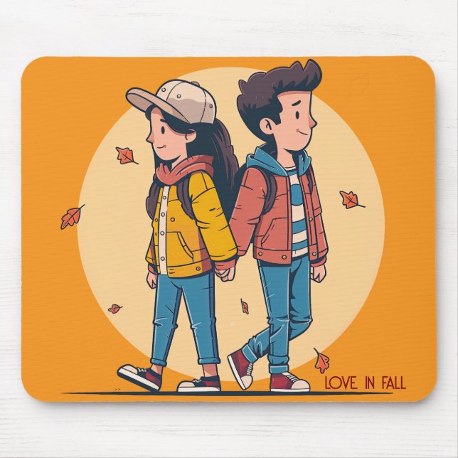 Mousepad Casal com as mãos caminhando juntas no outono (Frente)