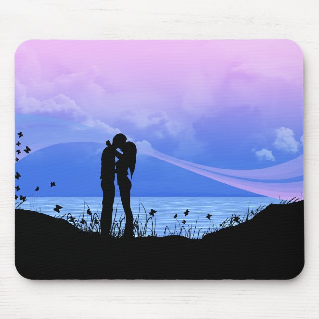 Mousepad Casal de beijo romântico (Frente)