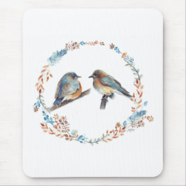 Mousepad Casal de Bluebird Oriental Floral Wreath
