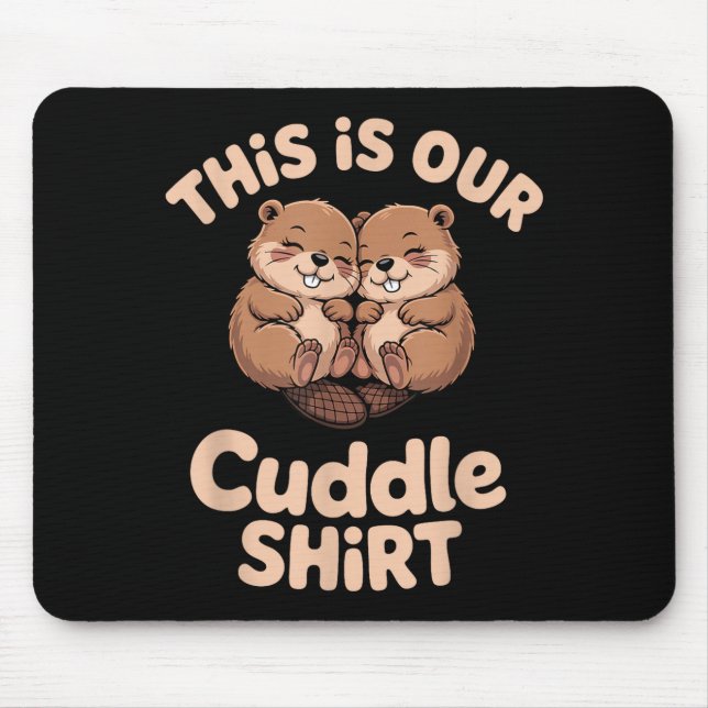 Mousepad Casal de Castores Fofos Este É Nosso Abraço  (Frente)