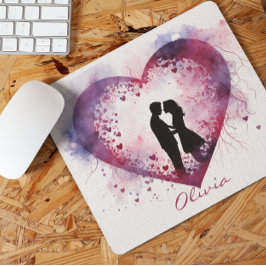 Mousepad Casal De Dia de os namorados De Aquarela Personali