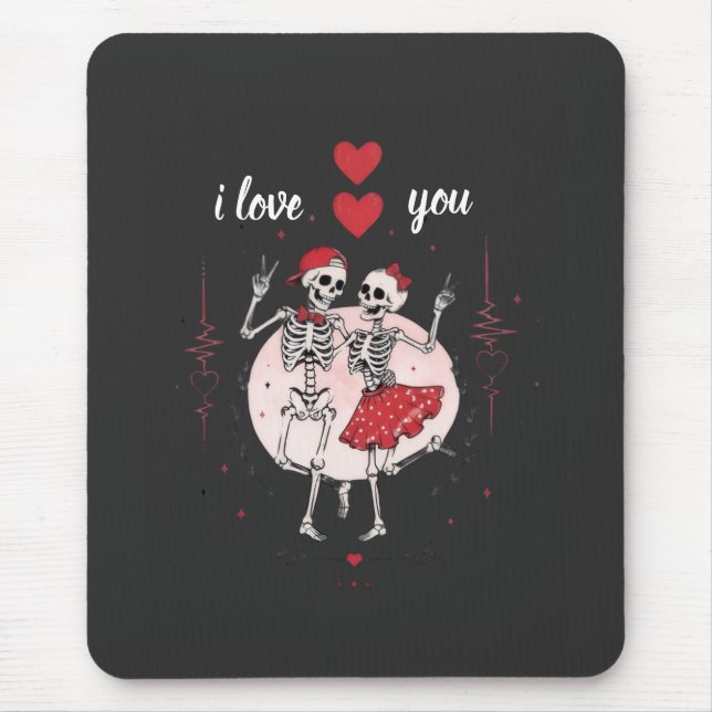 Mousepad Casal de Esqueleto Engraçado Apaixonado (Frente)