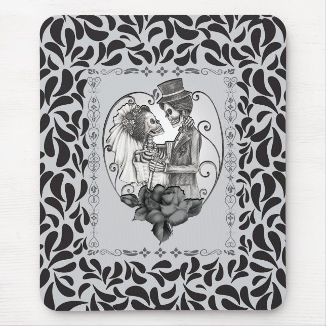 Mousepad Casal de Esqueletos Dança de Casamento Amor (Frente)