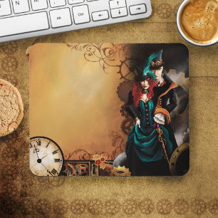 Mousepad Casal Elegante de Romance Steampunk Vitoriano