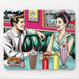 Mousepad Casal retrô da década de 1950 no Jantar