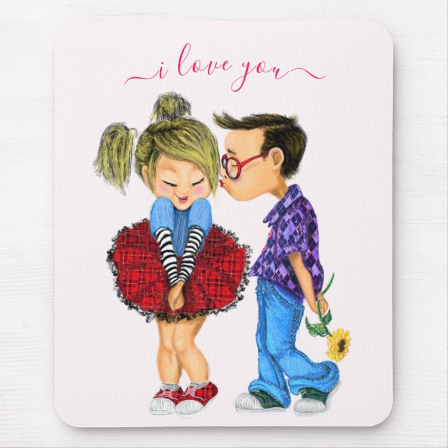 Mousepad Casal Romântico bonito - Amor - Beijo Dia de os na (Frente)