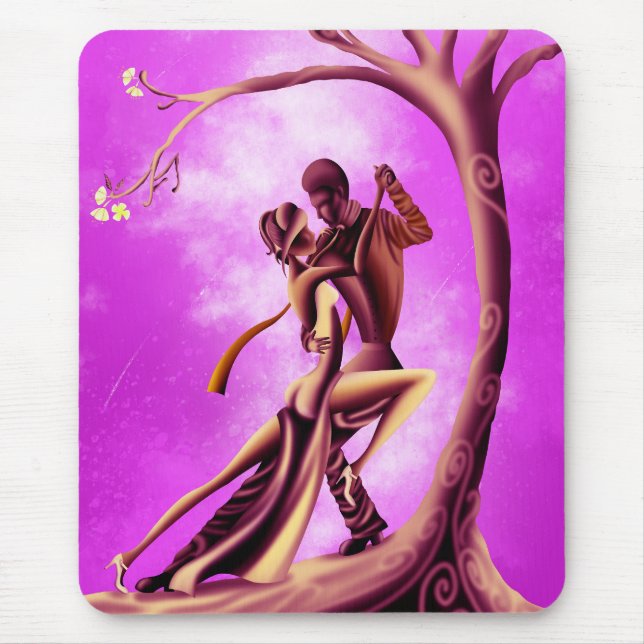 Mousepad Casal Romântico Dançando Tango rosa (Frente)