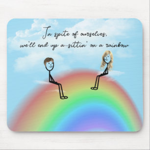 Mousepad Casal Stick Figure em um arco-íris