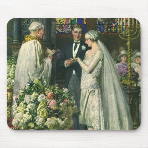 Mousepad Casamento Antigo, Noiva e Noivo com Menorá
