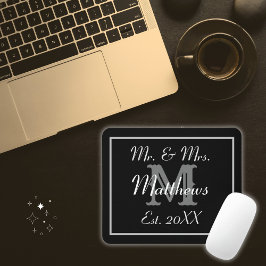 Mousepad Casamento branco e preto elegante