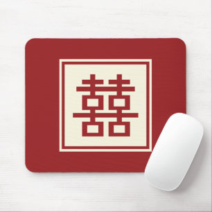 Mousepad Casamento chinês da felicidade quadrada do dobro