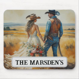 Mousepad Casamento Country Western Aquarela