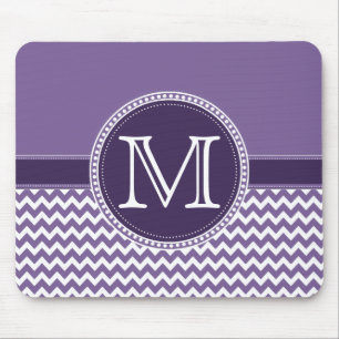 Mousepad Casamento de Chevron Roxo e Branco Zigzag Monogram
