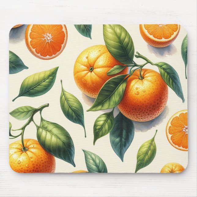 Mousepad Casamento de Folhas de Laranja com Aquarela (Frente)