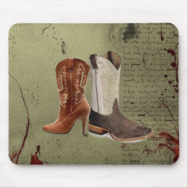 Mousepad casamento entre botas de cowboy ocidentais