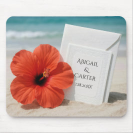 Mousepad Casamento na Praia com Flor de Hibisco
