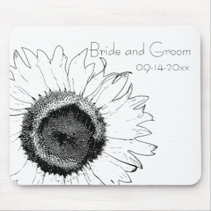 Mousepad Casamento preto e branco do girassol