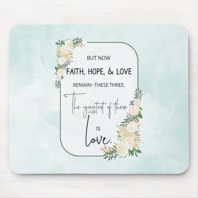 Mousepad Casamento Religioso Aniversário Fé Esperança Amor (Frente)