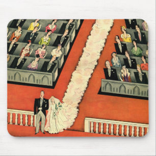 Mousepad Casamento vintage, Art Deco Bride e Groom Recém-c