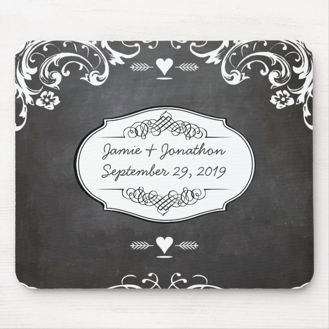 Mousepad Casamentos com Tipografia de Quadro Negro (Frente)