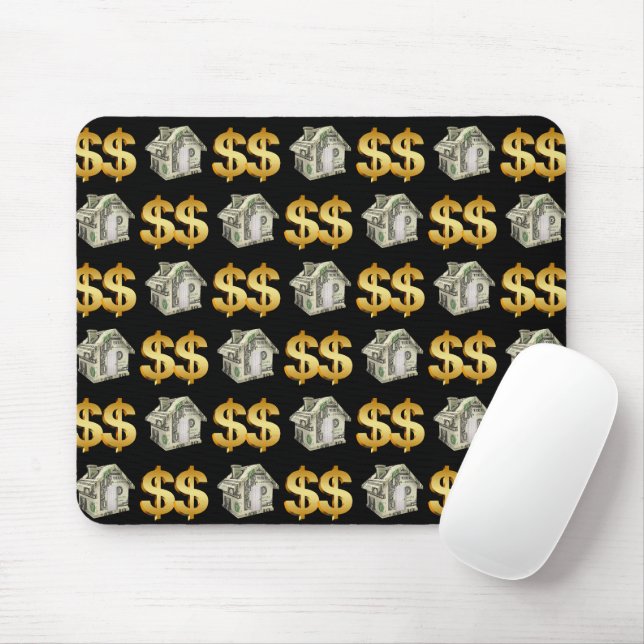 Mousepad Casas de dinheiro e Dourados sinais de dólares (Com mouse)
