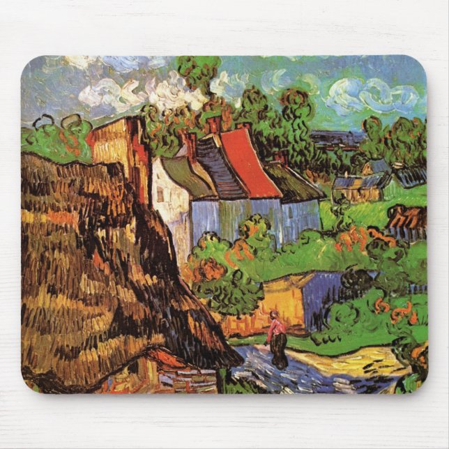 Mousepad Casas em Auvers por Vincent van Gogh (Frente)