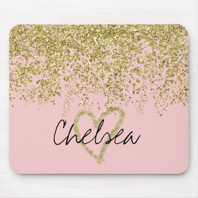 Mousepad Cascata de Coração Glitter y Chelsea (Frente)