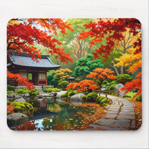 Mousepad Cascata de Crimson - O outono em um Jardim Japonês
