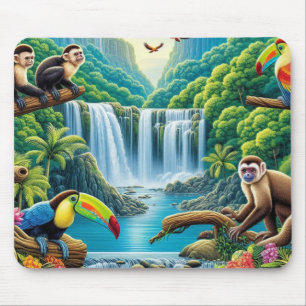 Mousepad Cascata tropical da floresta tropical úmida