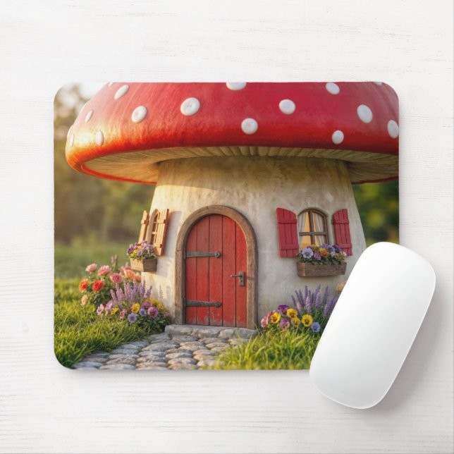 Mousepad Casinha de Cogumelo Fofa (Com mouse)